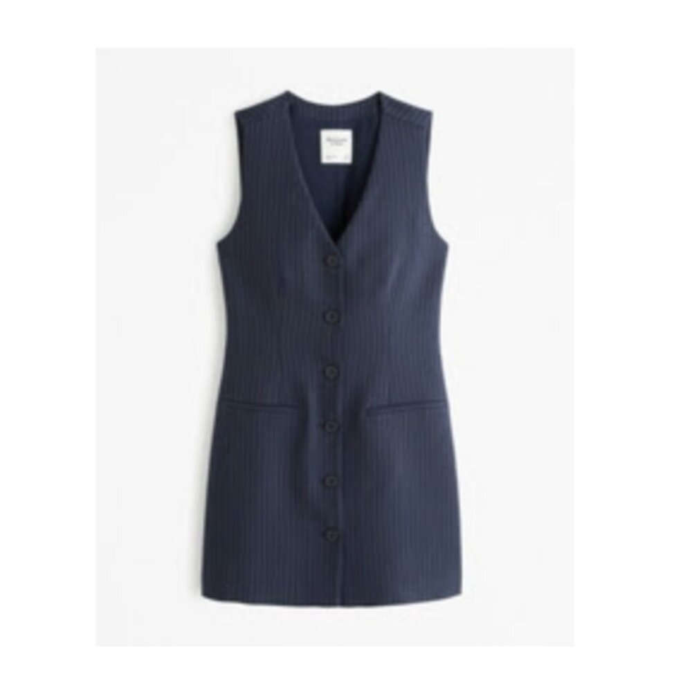 NWT A&F  Mara Vest Mini Dress Navy Pinstripe